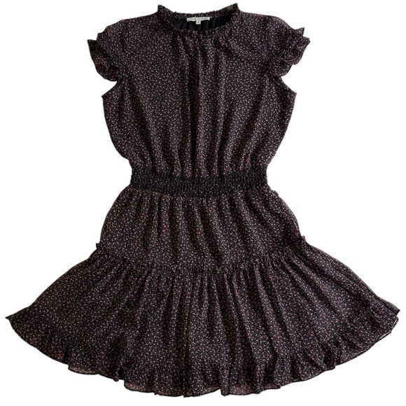 Rebecca Minkoff Floral Ruffled Mini Dress Sz Small S Feminine Modest Romantic - Picture 1 of 10